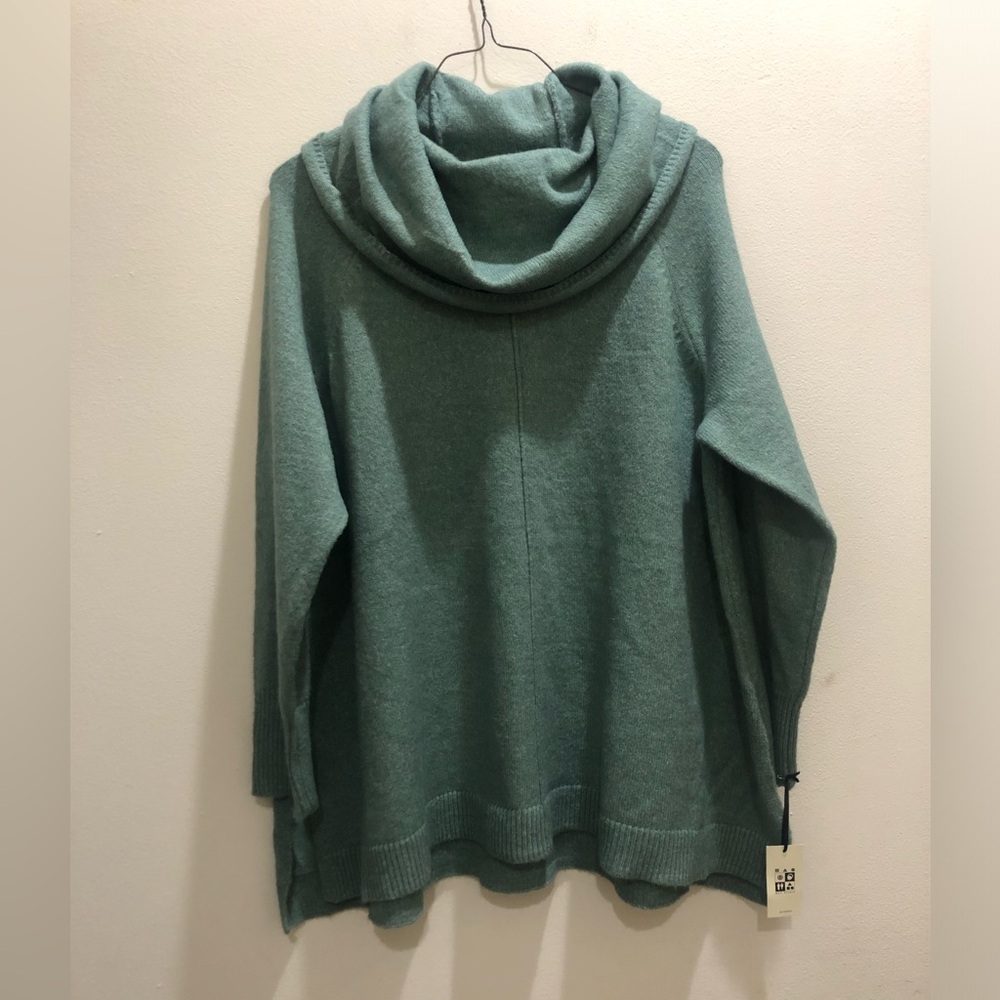 Elegant Seafoam Cowl Neck Sweater